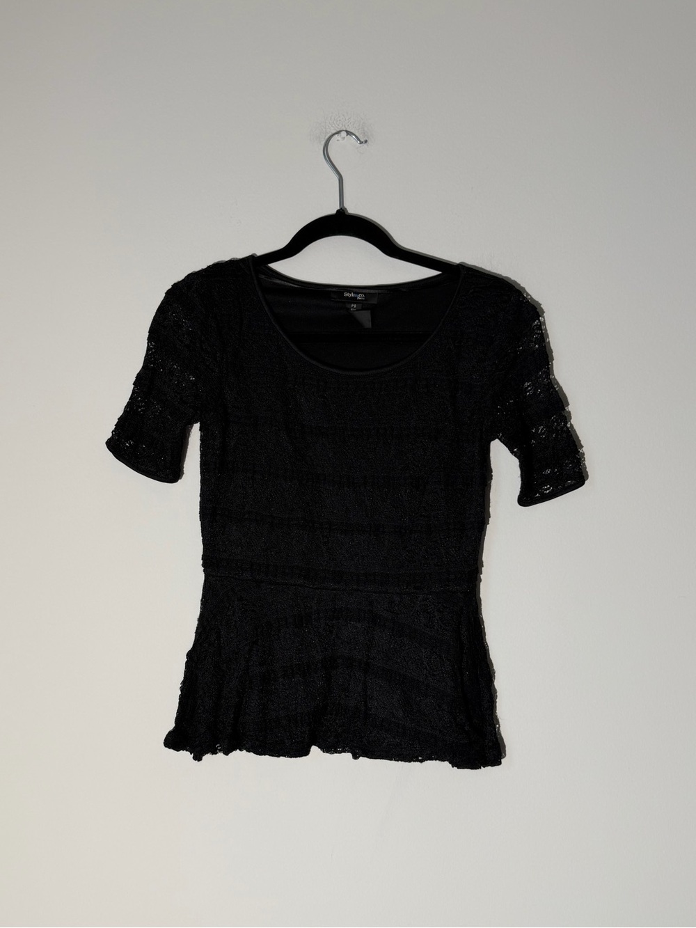 Style & Co. Black Scoop Neck Short Sleeve Top Size PS